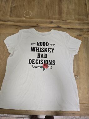torrid White Graphic Tee "Good Whiskey Bad Decisions"